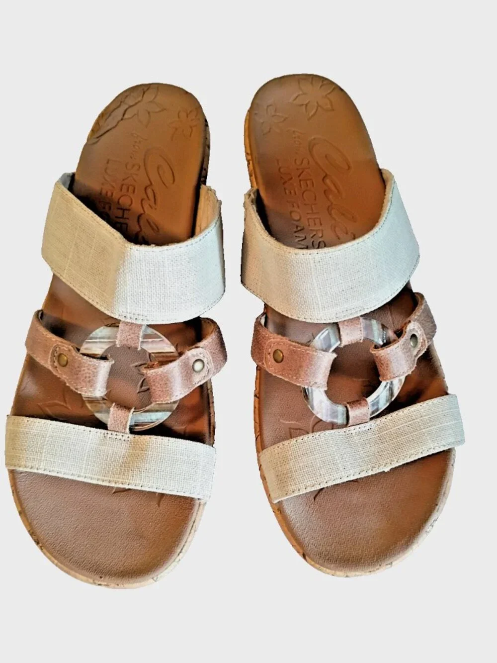 Skechers Women’s Luxe Foam Wedge Sandal Cali Beverlee Sail Away Natural - 8.5M